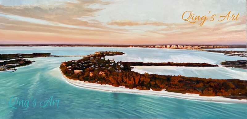 Golden Time — 72″ × 36″ by Qing Wang (Available)