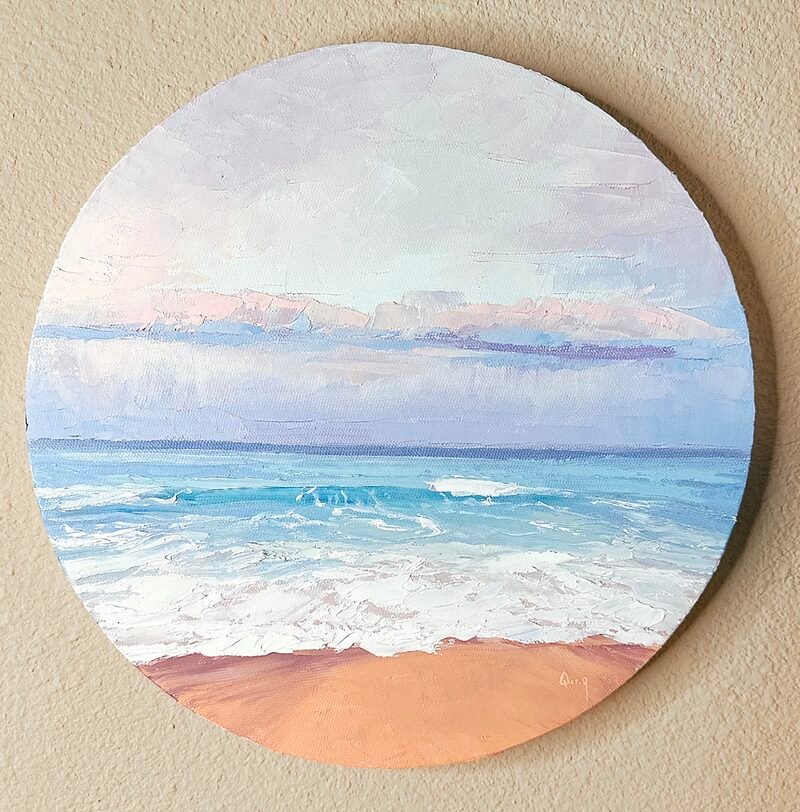 Round Beach 1 — 12″ round by Qing Wang (Available)