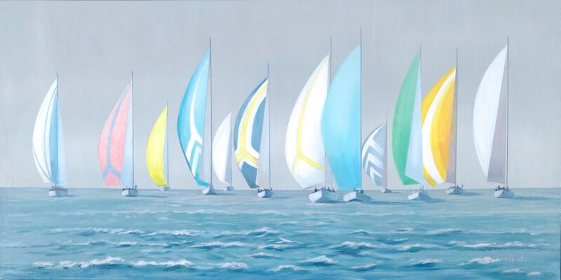 Colorful Sails — 60″ × 30″ by Qing Wang (Sold)