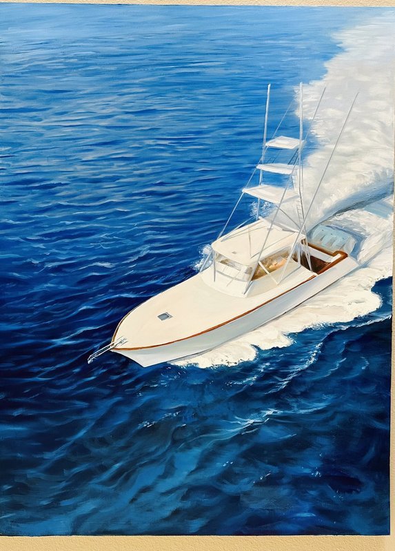 Go Fishing — 36″ × 48″ by Qing Wang (Sold)