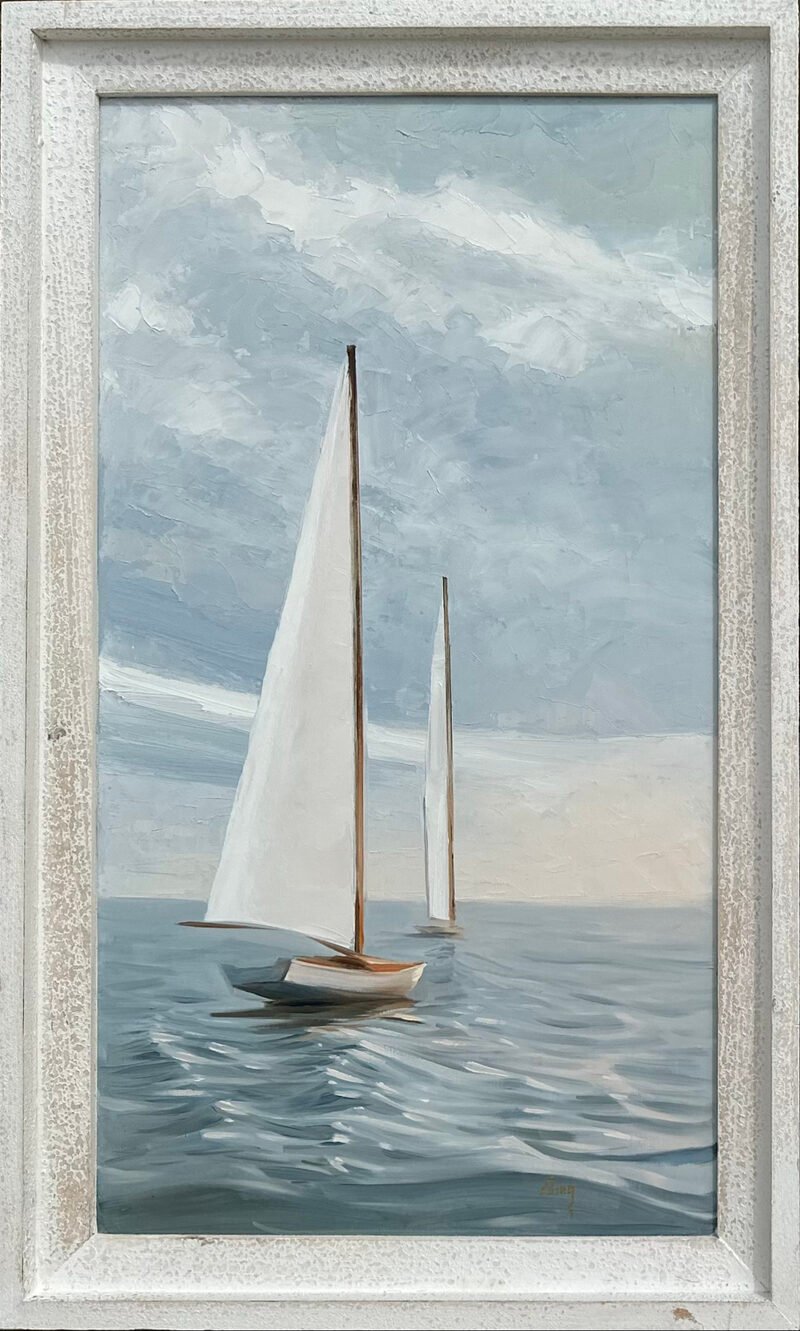 Last Glow — 39″ × 18″ by Qing Wang (Sold)