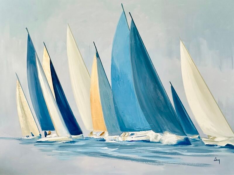 Let's Go — 36″ × 48″ by Qing Wang (Sold)