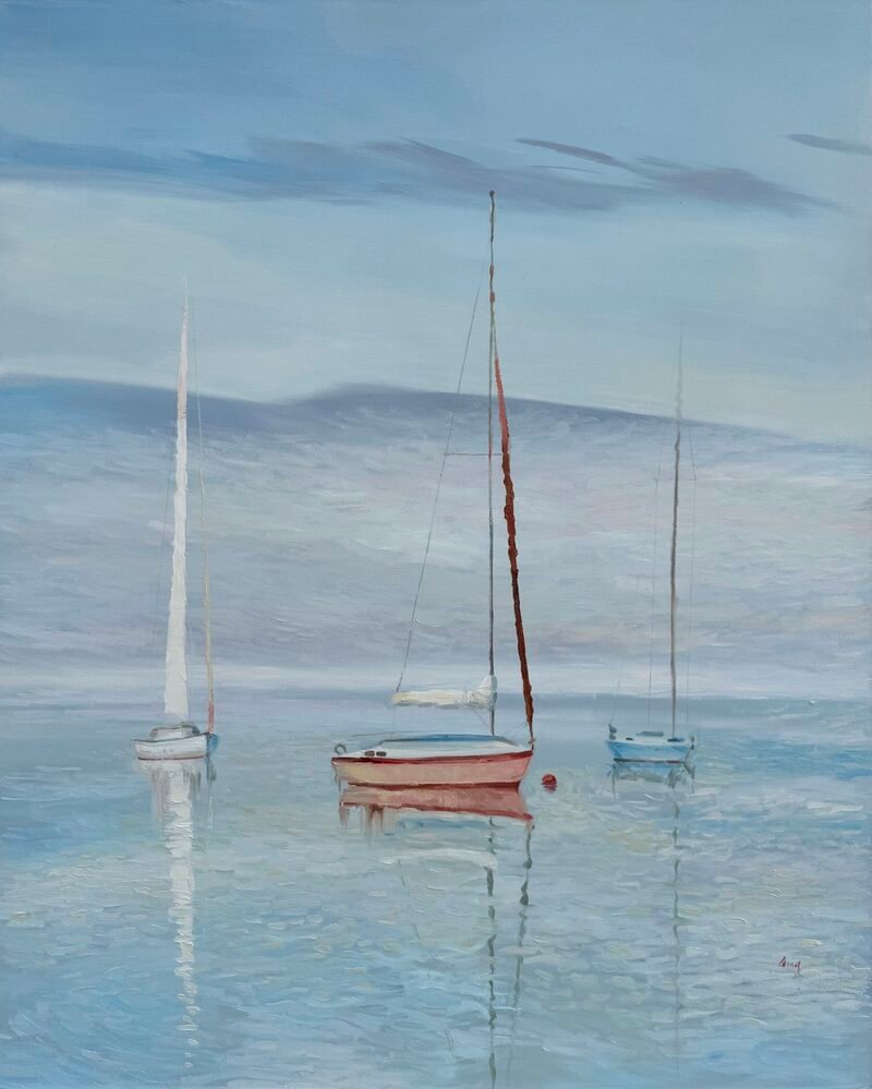 Peace Harbor — 60″ × 48″ by Qing Wang (Available)