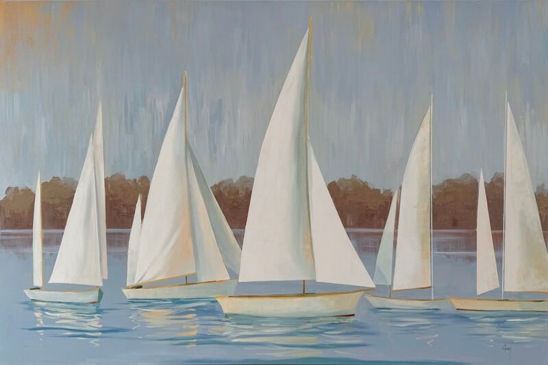 Sailing In Autumn — 40″ × 60″ by Qing Wang (Sold)