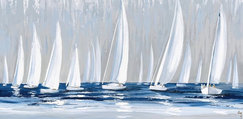 Sailing — 30″ × 60″ by Qing Wang (Sold)