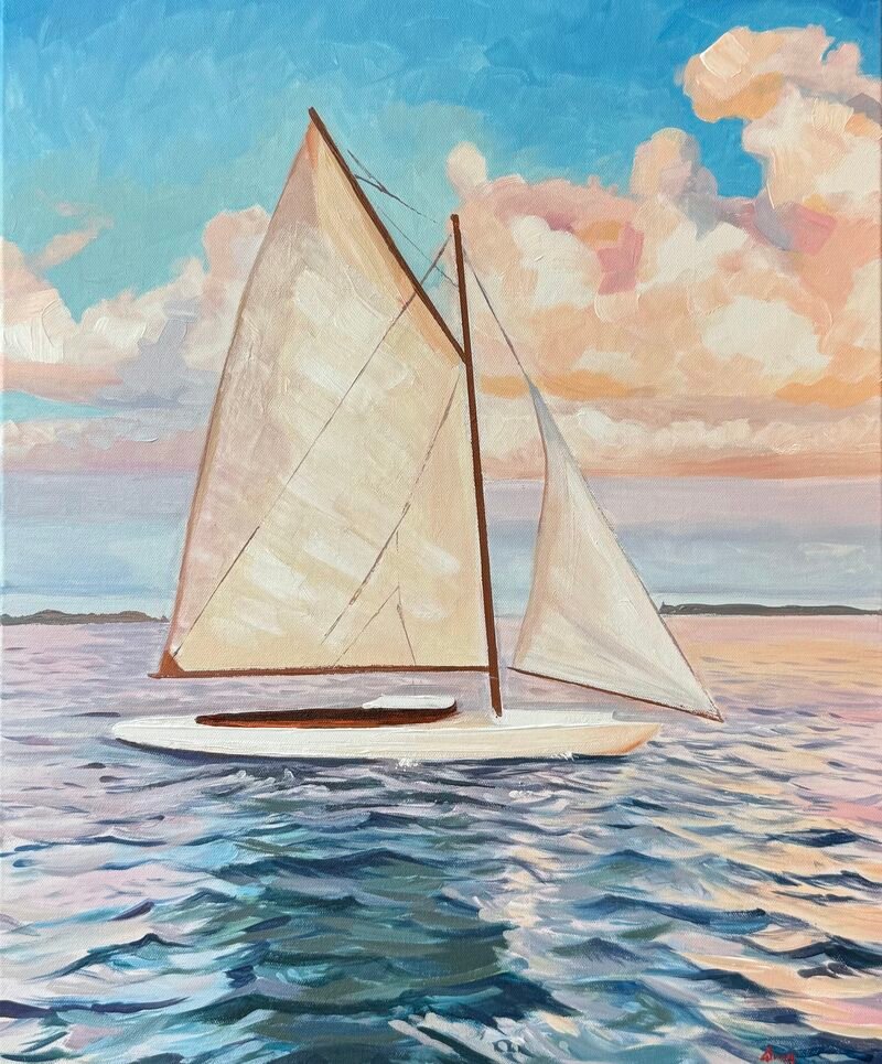 Sunset Beach — 24″ × 18″ by Qing Wang (Available)