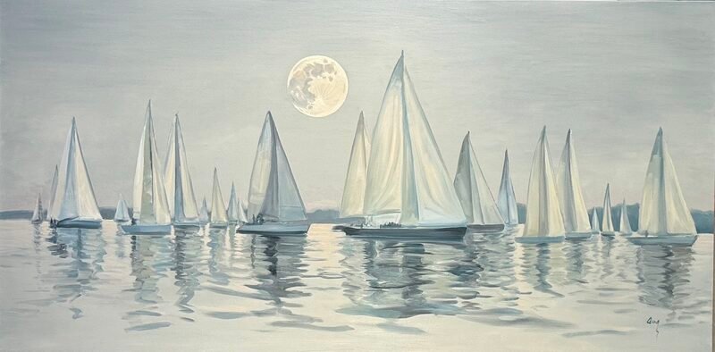 To The Moon #4 — 30″ × 60″ by Qing Wang (Available)
