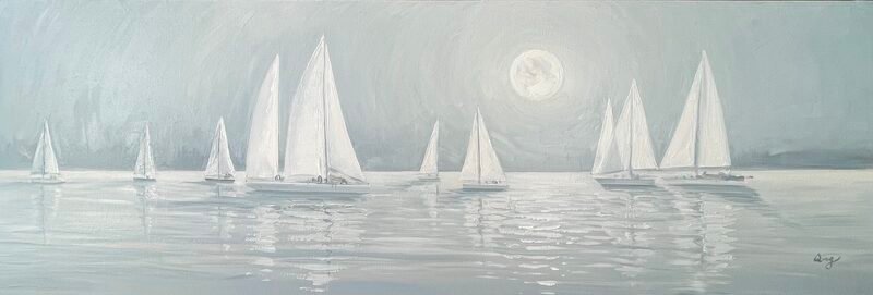To The Moon No.1 — 20″ × 60″ by Qing Wang (Sold)