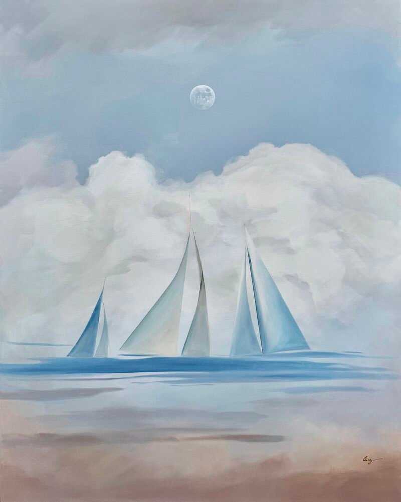 To The Moon No.3 — 60″ × 40″ by Qing Wang (Sold)