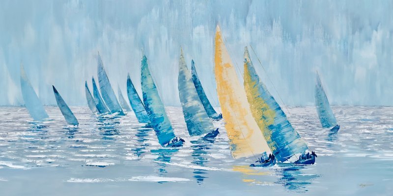 Blue Wings — 30″ × 60″ by Qing Wang (Sold)