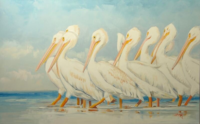 Coastal Angels — 30″ × 48″ by Qing Wang (Available)