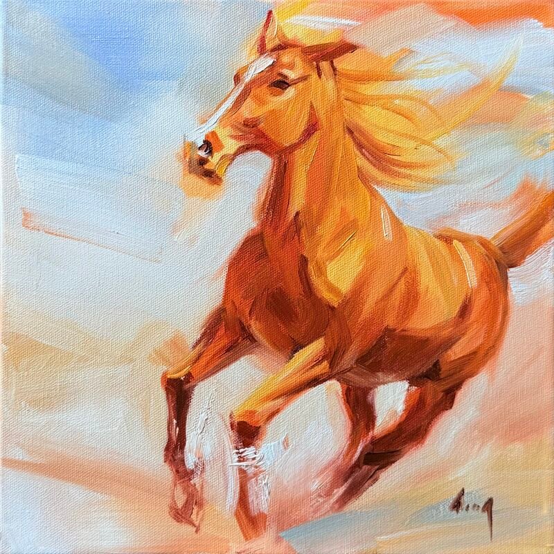 Horse 2 — 12″ × 12″ by Qing Wang (Available)