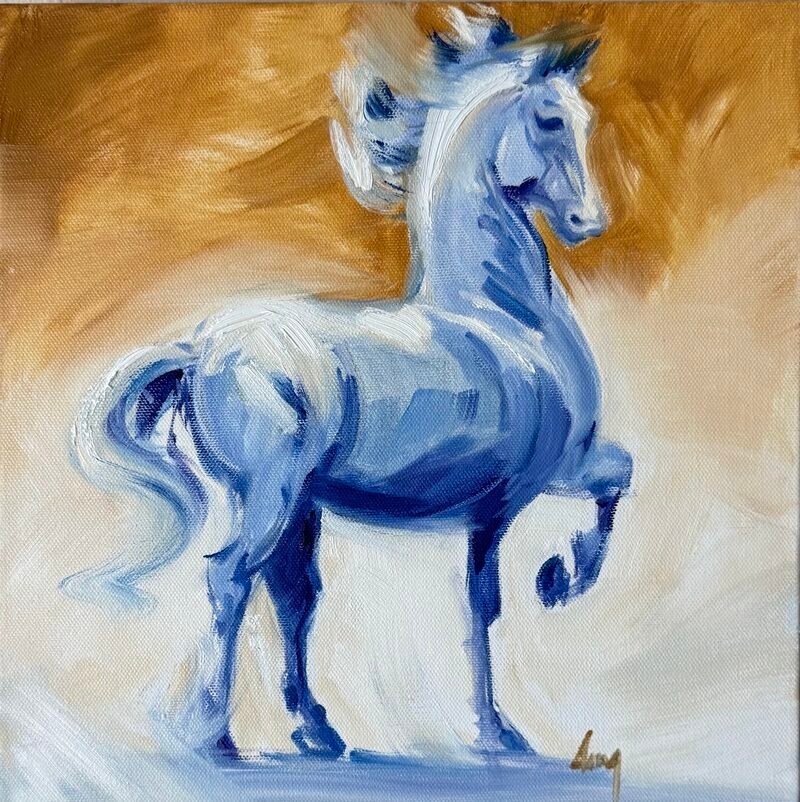Horse 5 — 12″ × 12″ by Qing Wang (Available)