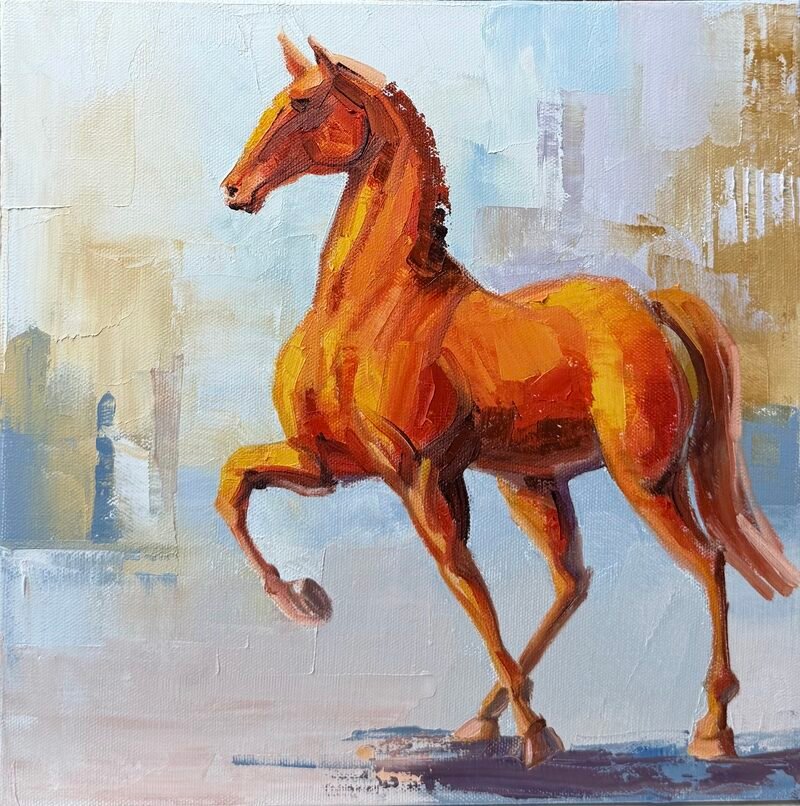 Horse 6 — 12″ × 12″ by Qing Wang (Available)