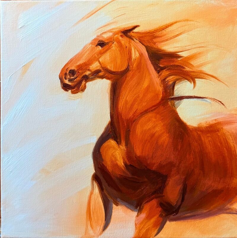 Horse4 — 12″ × 12″ by Qing Wang (Available)